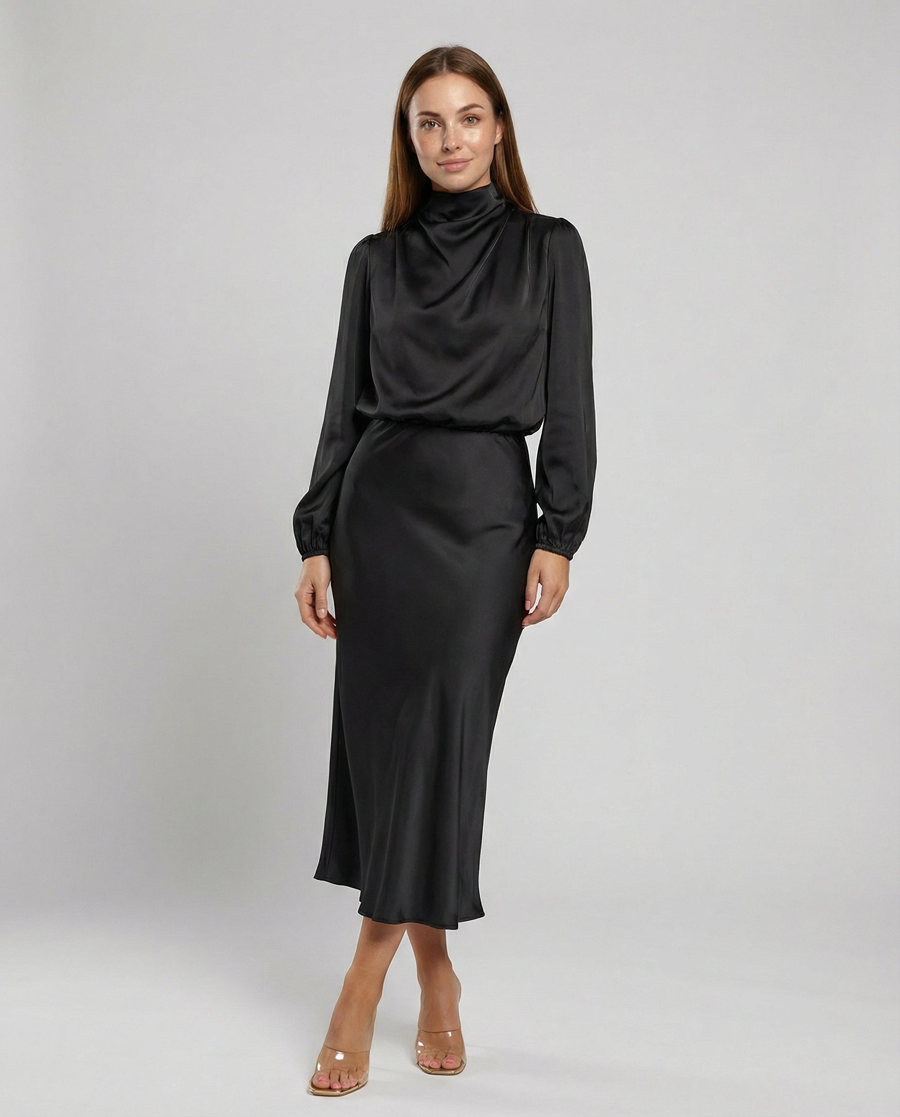 Selina | Elegantes, Fließendes &amp; Stilvolles Damen-Satinkleid 0