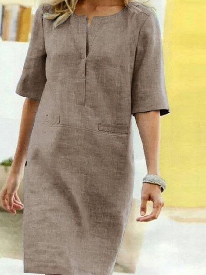 Sera | Elegantes, Bequemes & Vielseitiges Damenkleid – Midi Etuikleid mit 3/4-Ärmeln 1