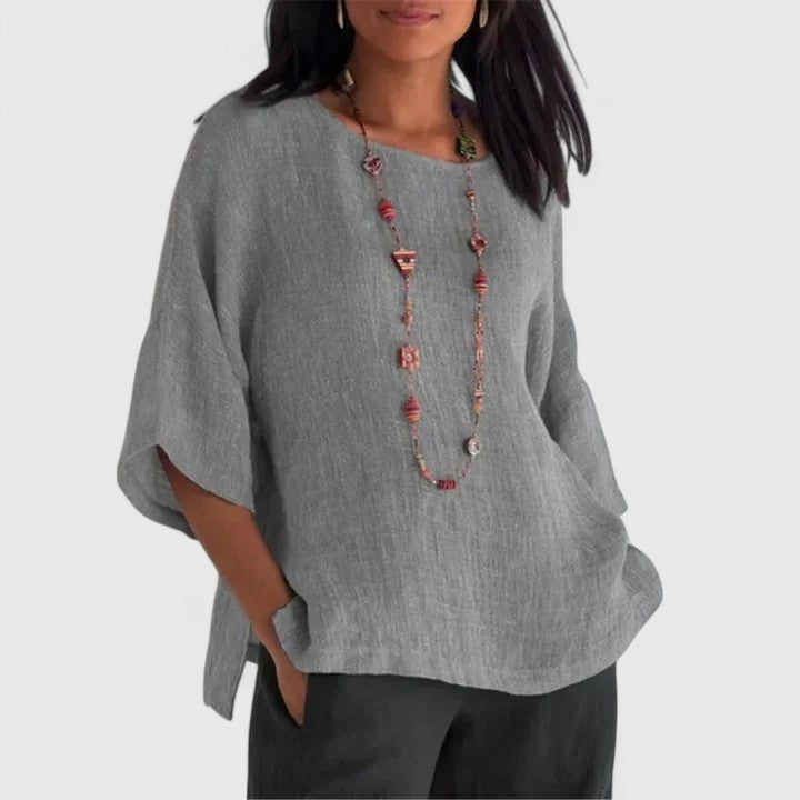 Serena | Elegante Damenbluse mit Rundhalsausschnitt & 3/4-Ärmeln 1