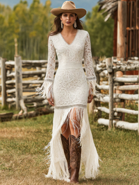 Mira | Bequemes & romantisches Damen Maxikleid mit V-Ausschnitt