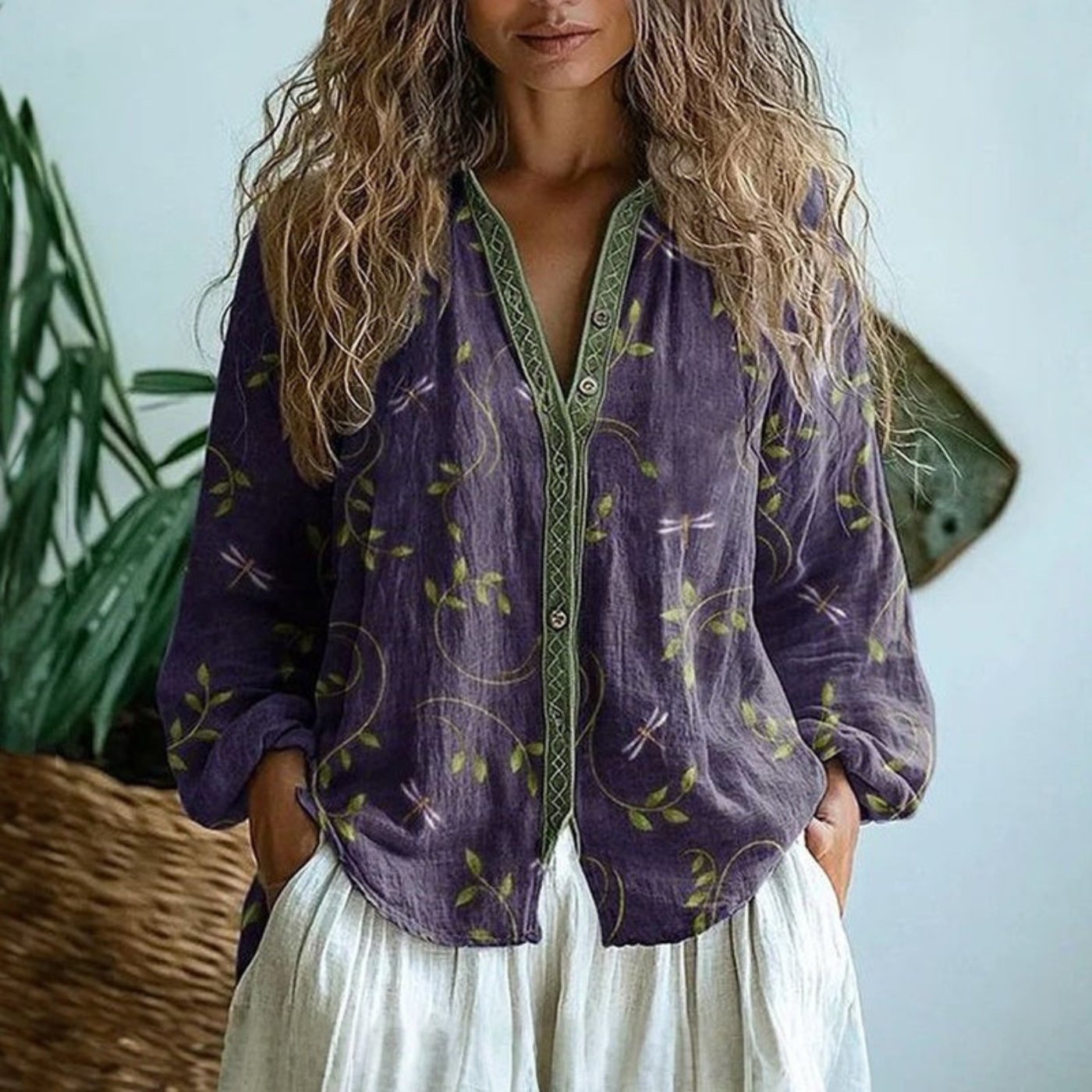 Sienna | Leichte und elegante Leinenbluse im Bohème-Stil 0