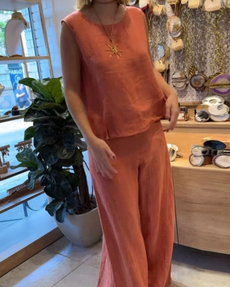 Sienna | Leichtes, Ärmelloses Damen Set mit Weitem Bein – Bohemian Stil für Sommer 1