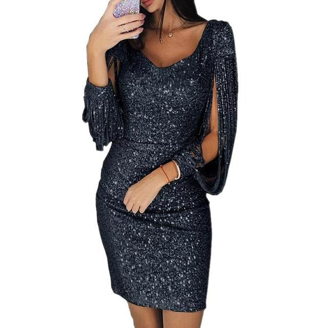 Sloane | Partykleid Pailletten V-Ausschnitt Glamourös Figurbetont 6