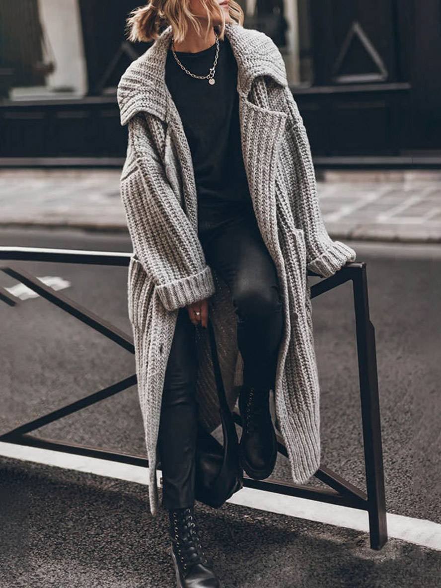 Sofia | Elegante, übergroße, grob gestrickte Strickjacke in Longline-Passform 0