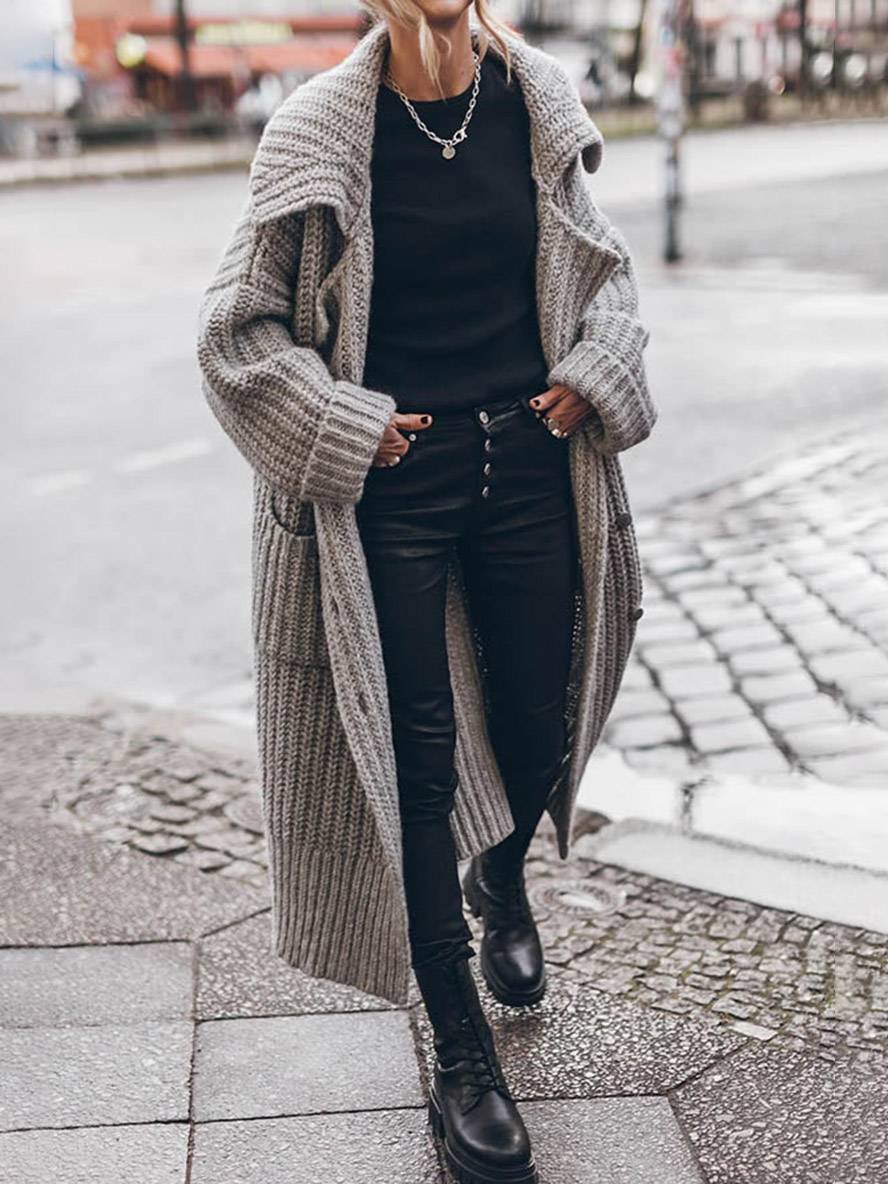 Sofia | Elegante, übergroße, grob gestrickte Strickjacke in Longline-Passform 1