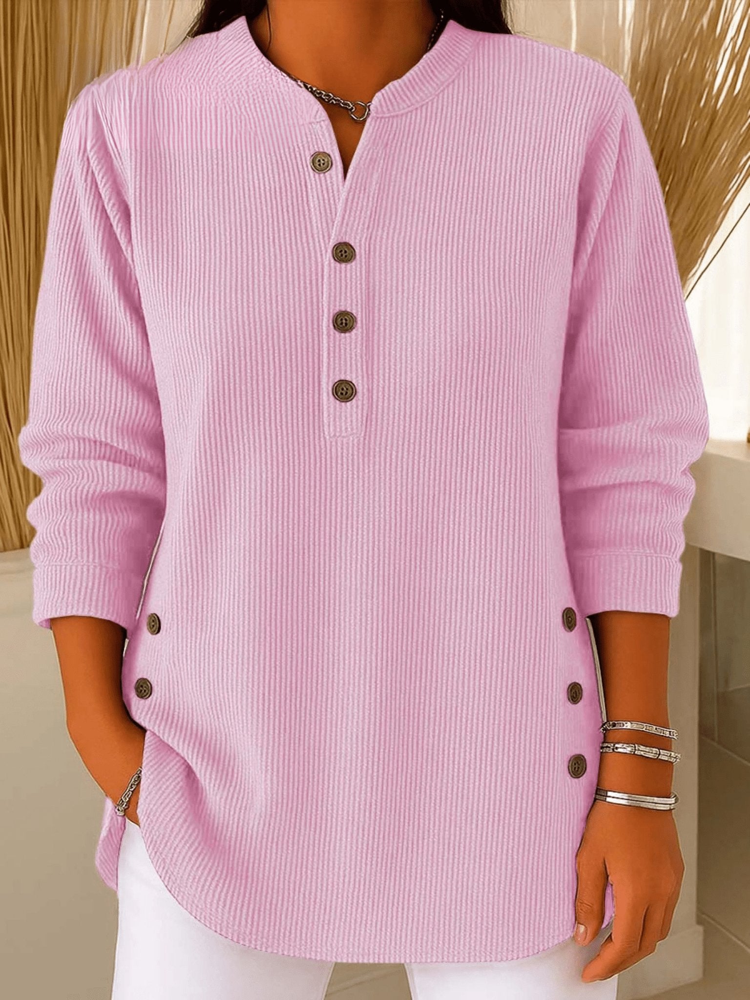 Sofia | Vielseitiges und stylisches Henley-Rippstrick-Tunika-Top 3