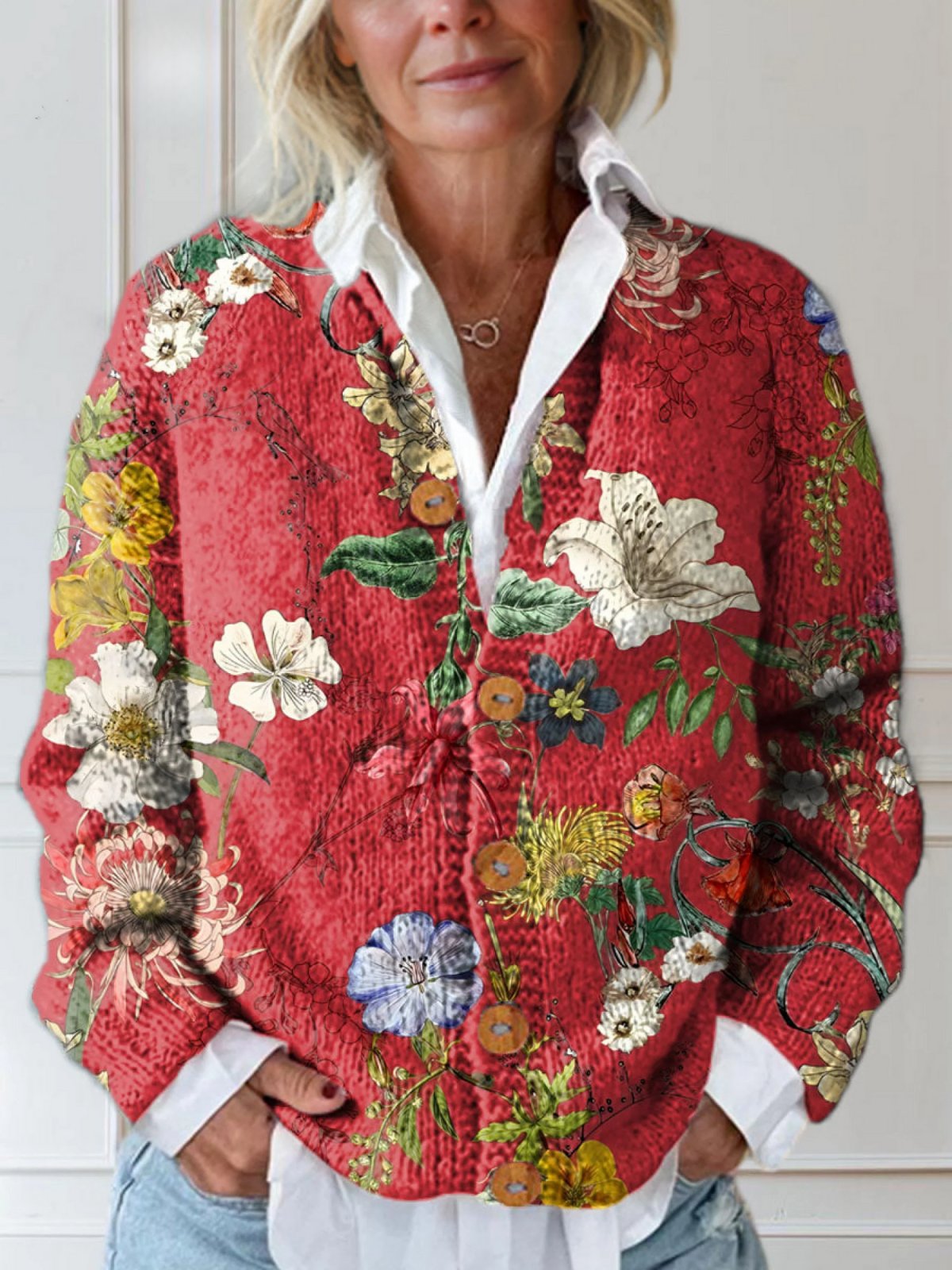 Sophie | Eleganter, Gemütlicher &amp; Gesteppter Blumen-Cardigan 0