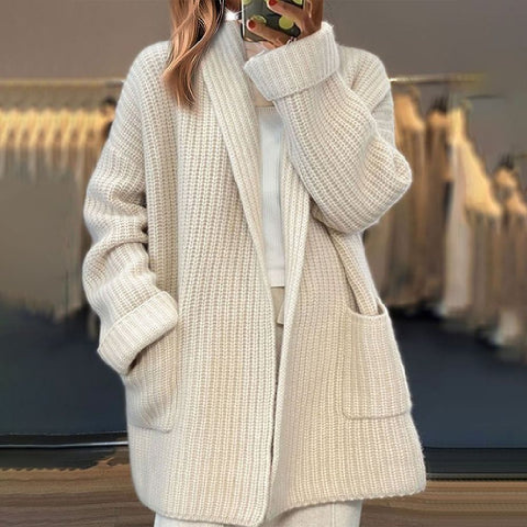 Sora | Black Cardigan Open Knit Relaxed Fit Elegant Layering 0