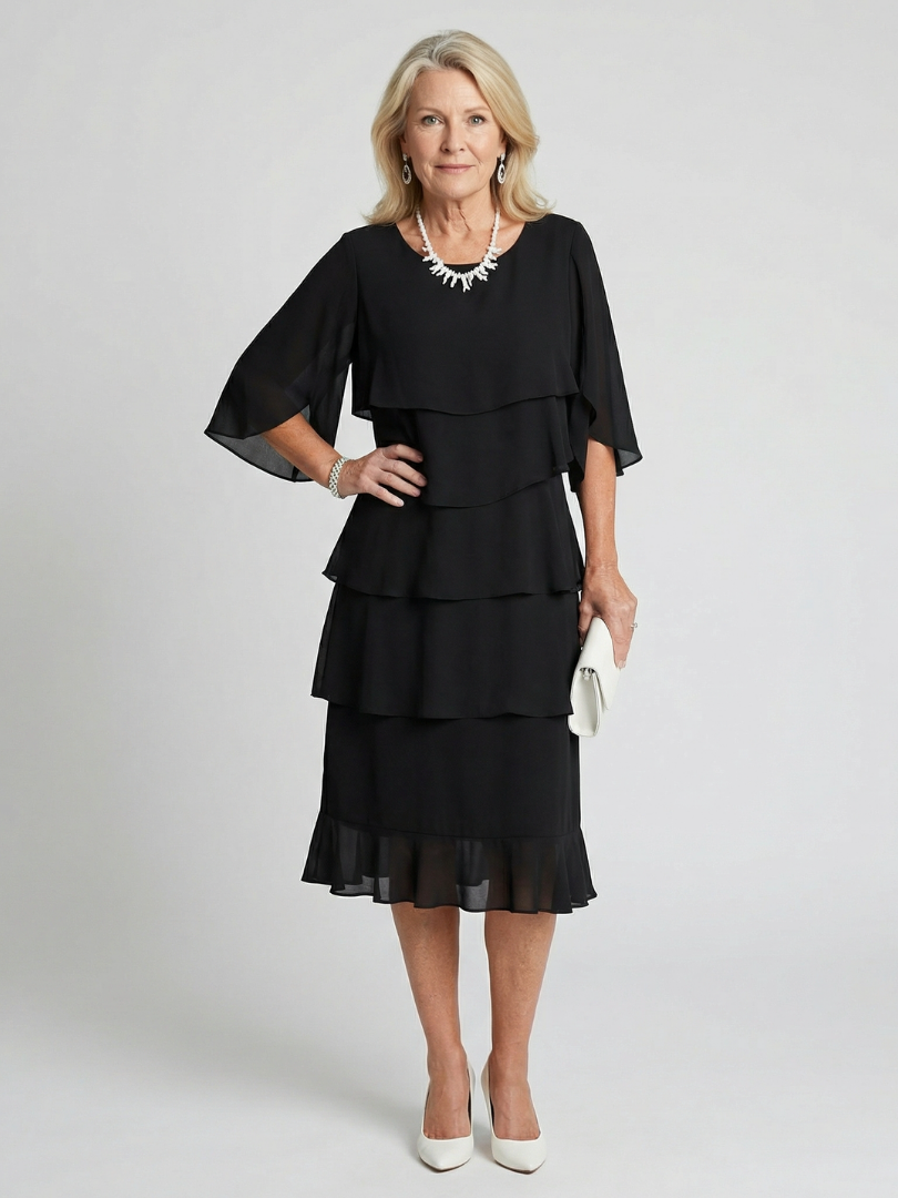 Talia | Elegantes Midikleid Sommer mit Flatterärmeln für Festliche Anlässe 0