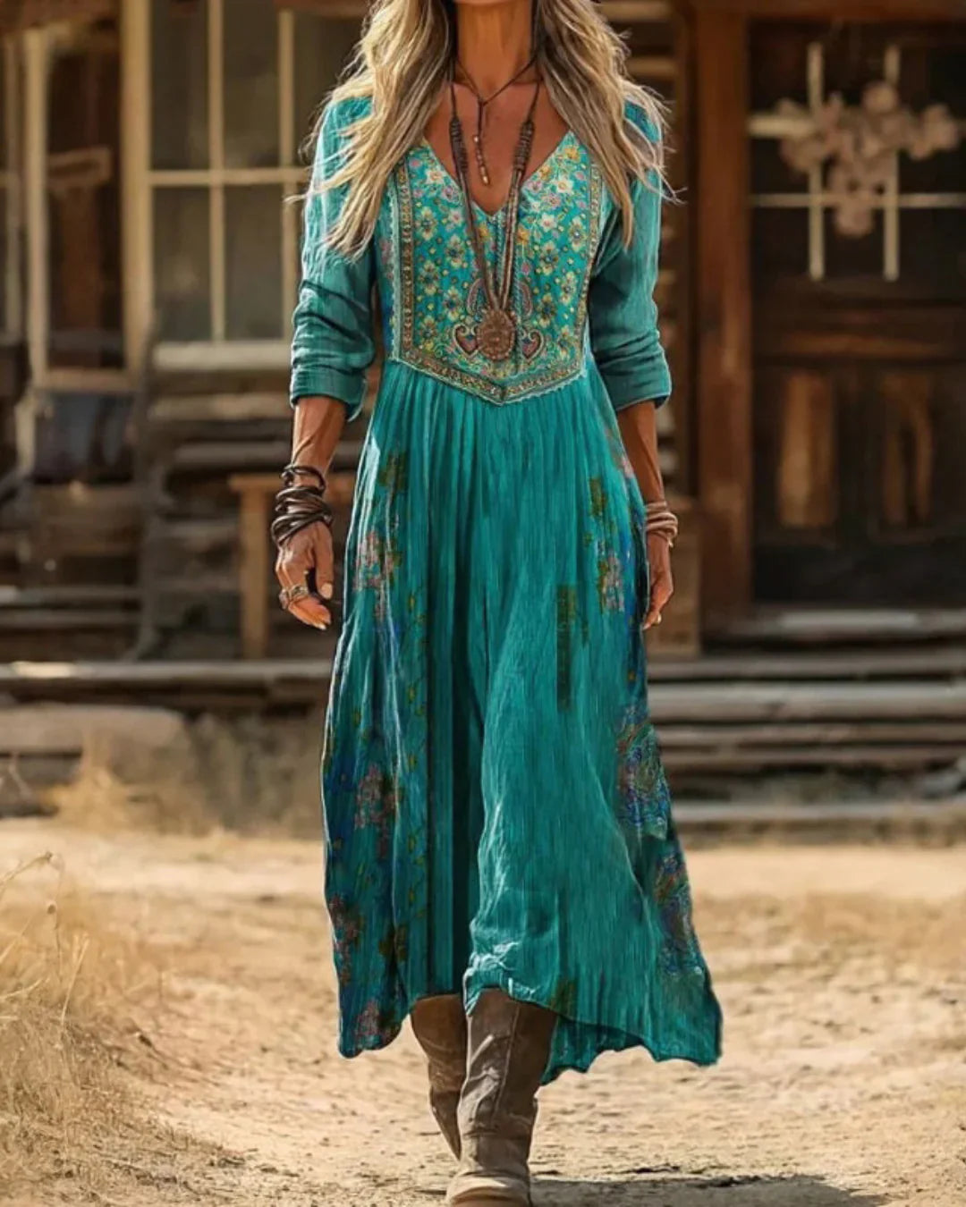 Tamara | Elegantes Maxikleid Sommer mit V-Ausschnitt und Stickerei für Feste 0