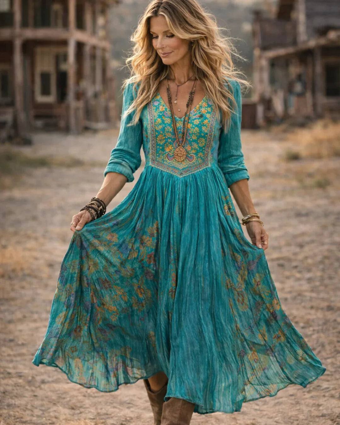 Tamara | Elegantes Maxikleid Sommer mit V-Ausschnitt und Stickerei für Feste 3