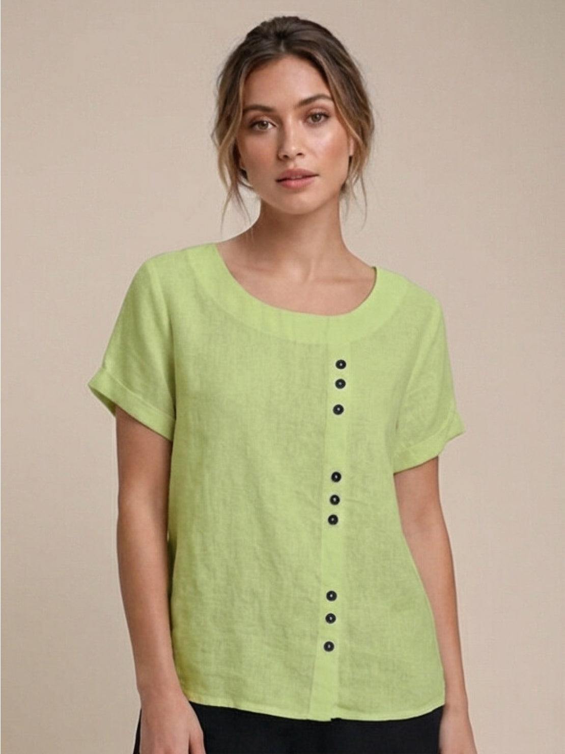 Taylor | Leinenbluse für Damen mit Rundhalsausschnitt und Knöpfen 9