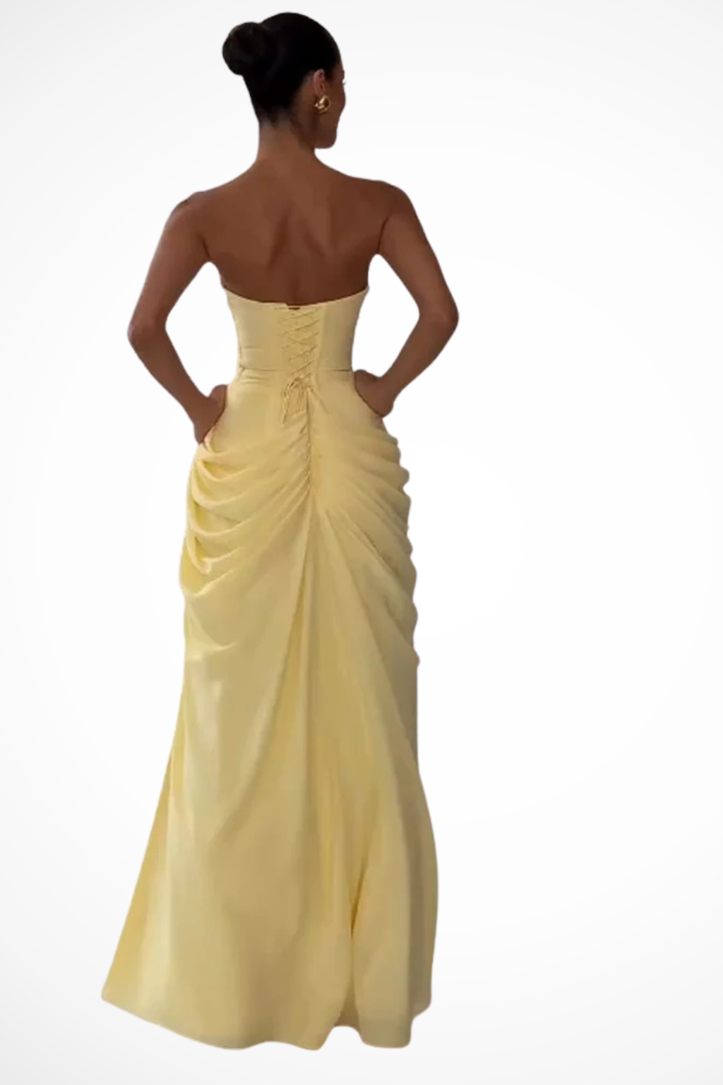 Theodora | Elegantes, Trägerloses &amp; Gerafftes Damen-Maxikleid 4