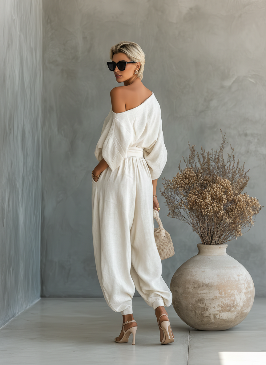 Thessaly | Schulterfreier, Eleganter Damen Zweiteiler für Sommer & Freizeit 4