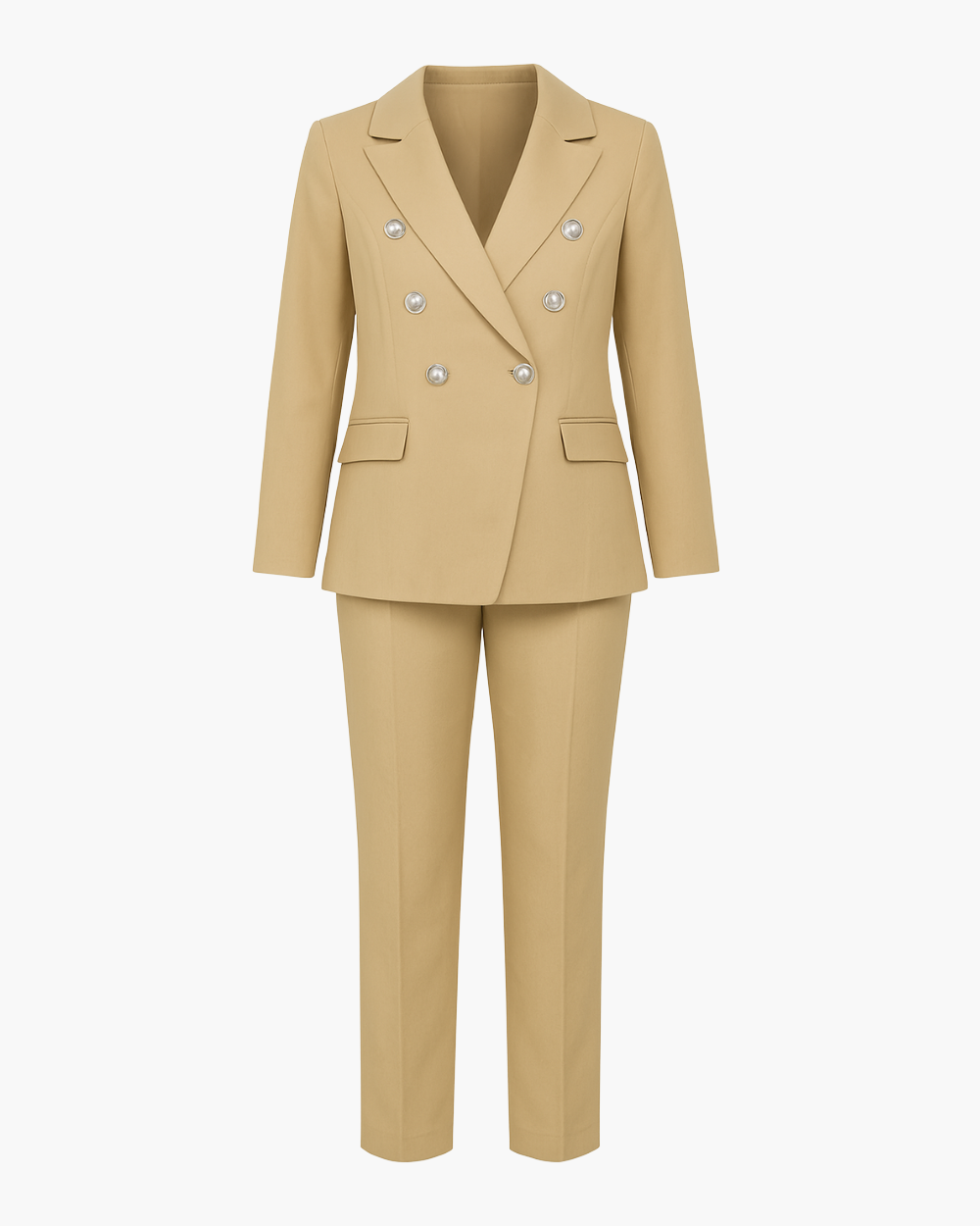 Doppelreihiger Hosenanzug mit Zierknöpfen