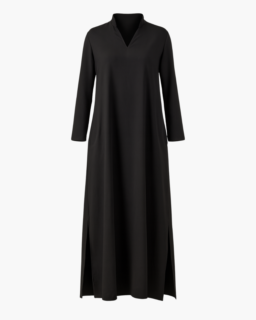 Locker geschnittenes Maxikleid mit Kragen und langen Ärmeln