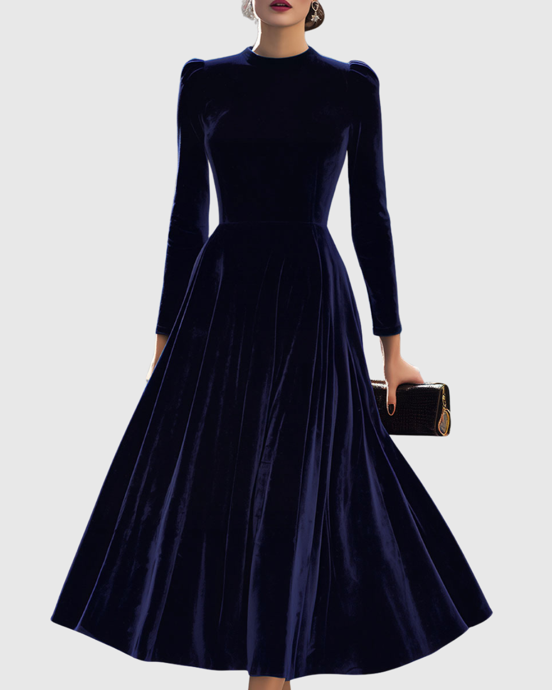 Vantor | Elegantes Festliches Damenkleid Samt Midikleid 0