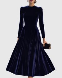 Lea | Elegantes Festliches Damenkleid Samt Midikleid
