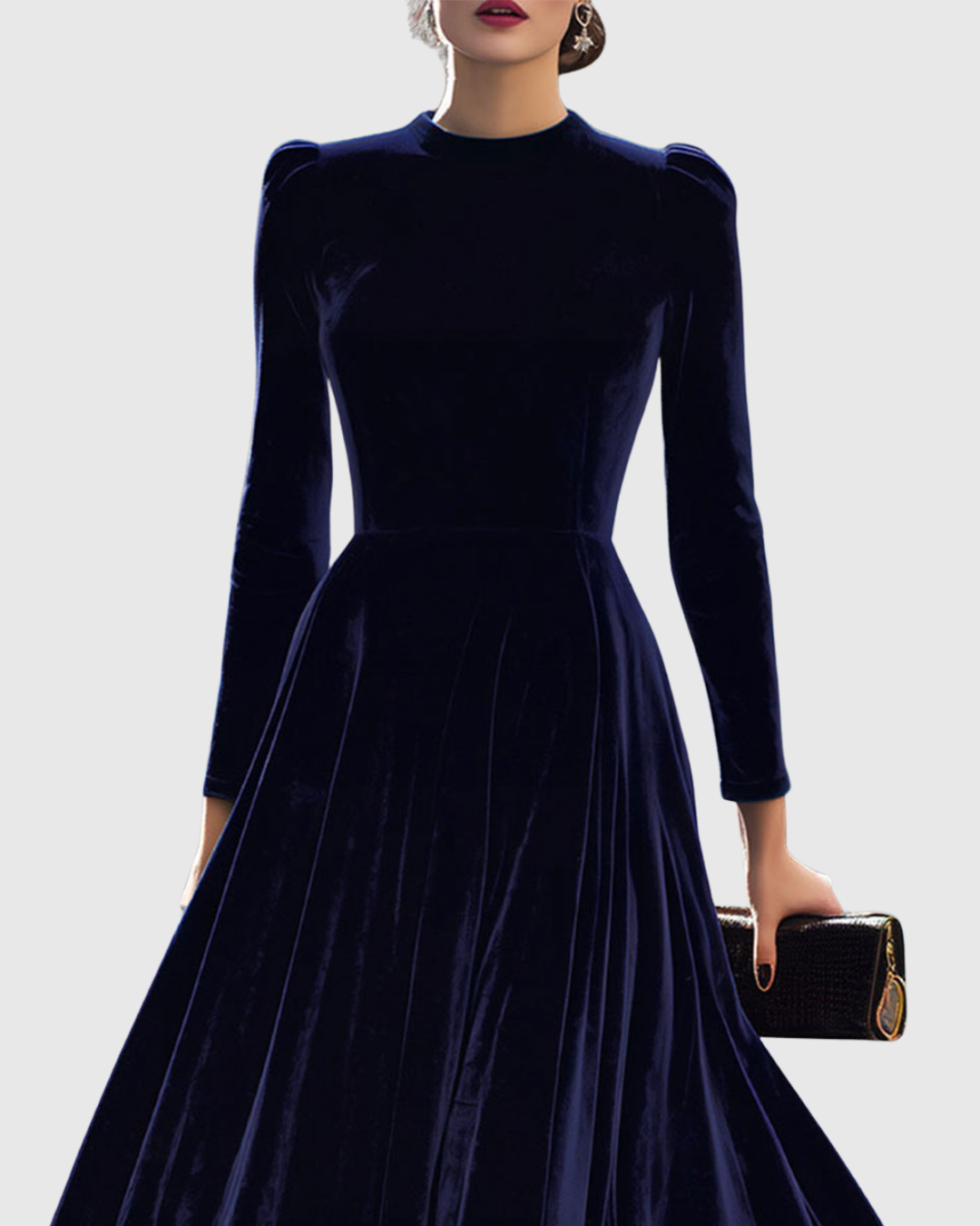 Vantor | Elegantes Festliches Damenkleid Samt Midikleid 1