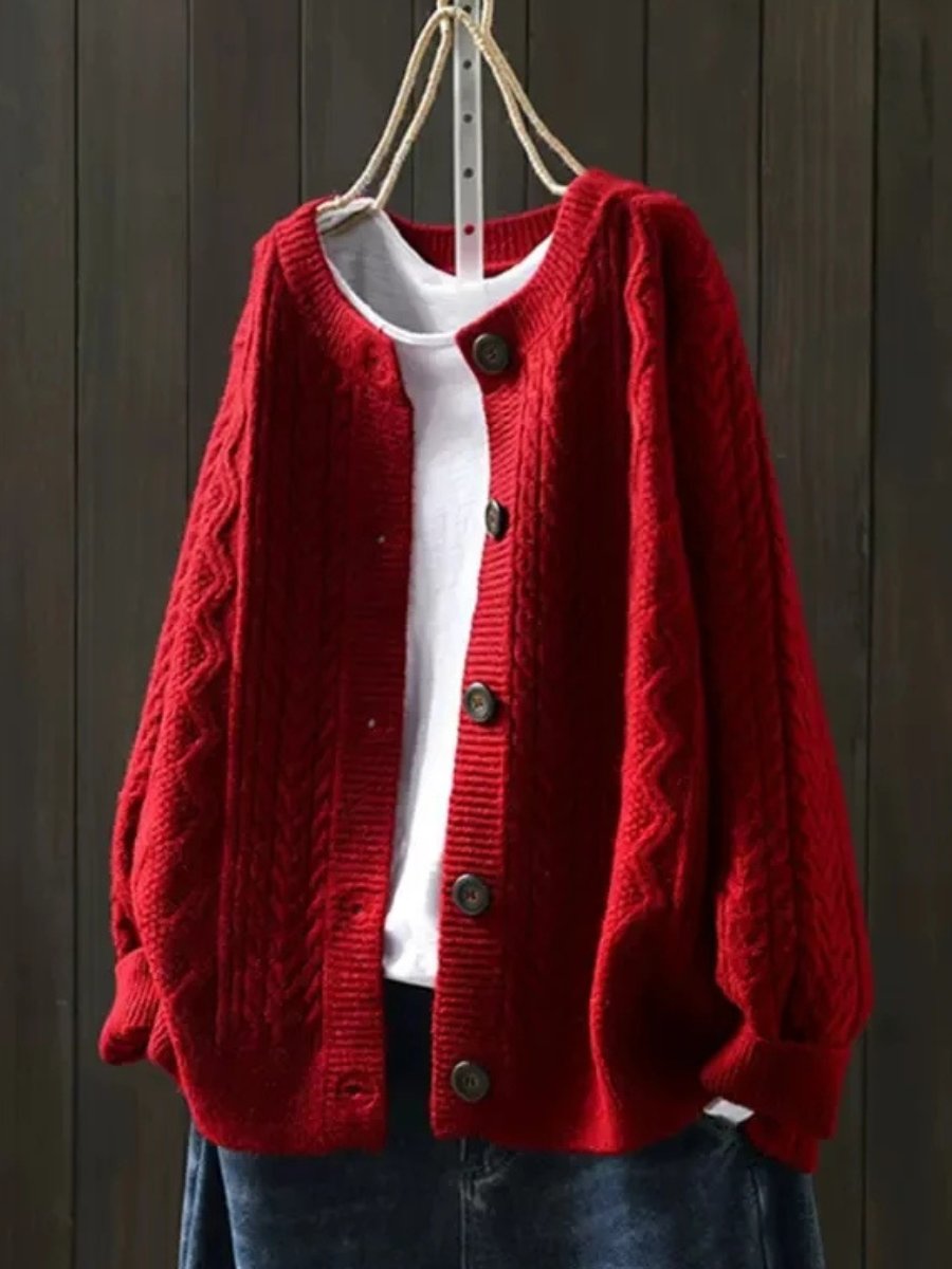 Victoria | Oversize-Strickjacke mit Zopfmuster und Knopfleiste für Damen 1