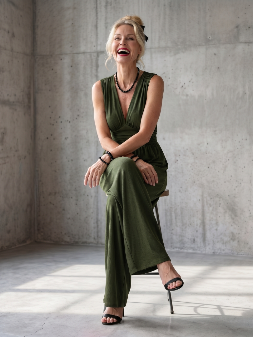 Vincenza | Eleganter Overall Damen – Leicht, Weites Bein &amp; Tiefer V-Ausschnitt 5