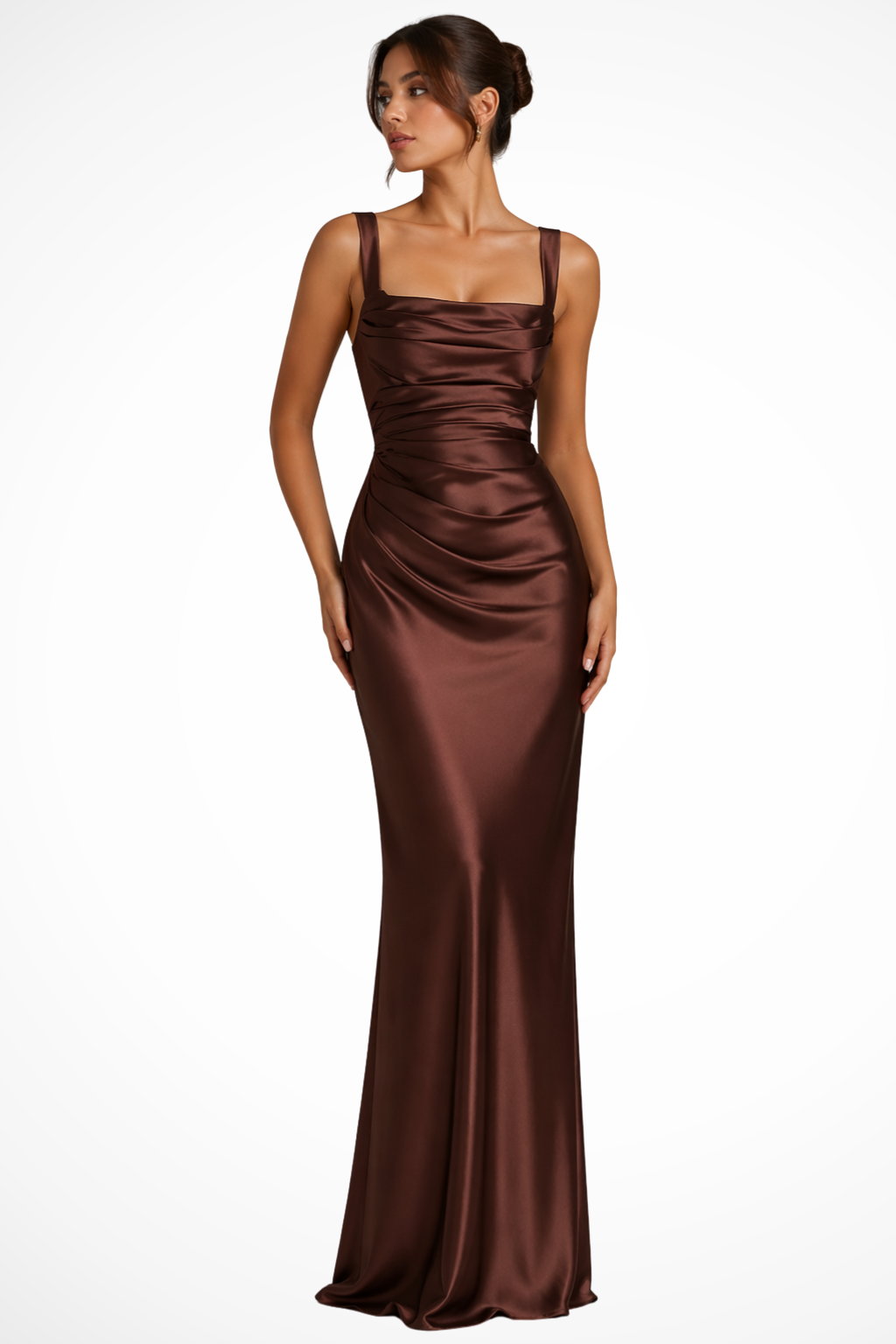 Viva | Elegantes Gerafftes Damen-Maxikleid mit Quadratischem Ausschnitt 2
