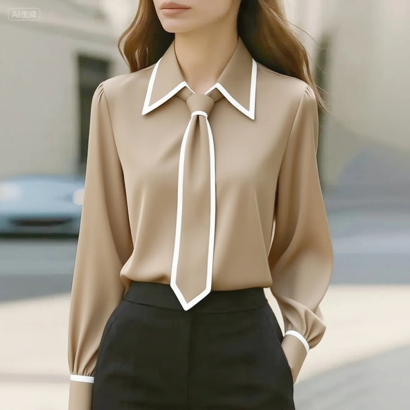 Vivia | Elegante Damenbluse mit Bindekragen – Weiße Bluse für Festliche Anlässe 1