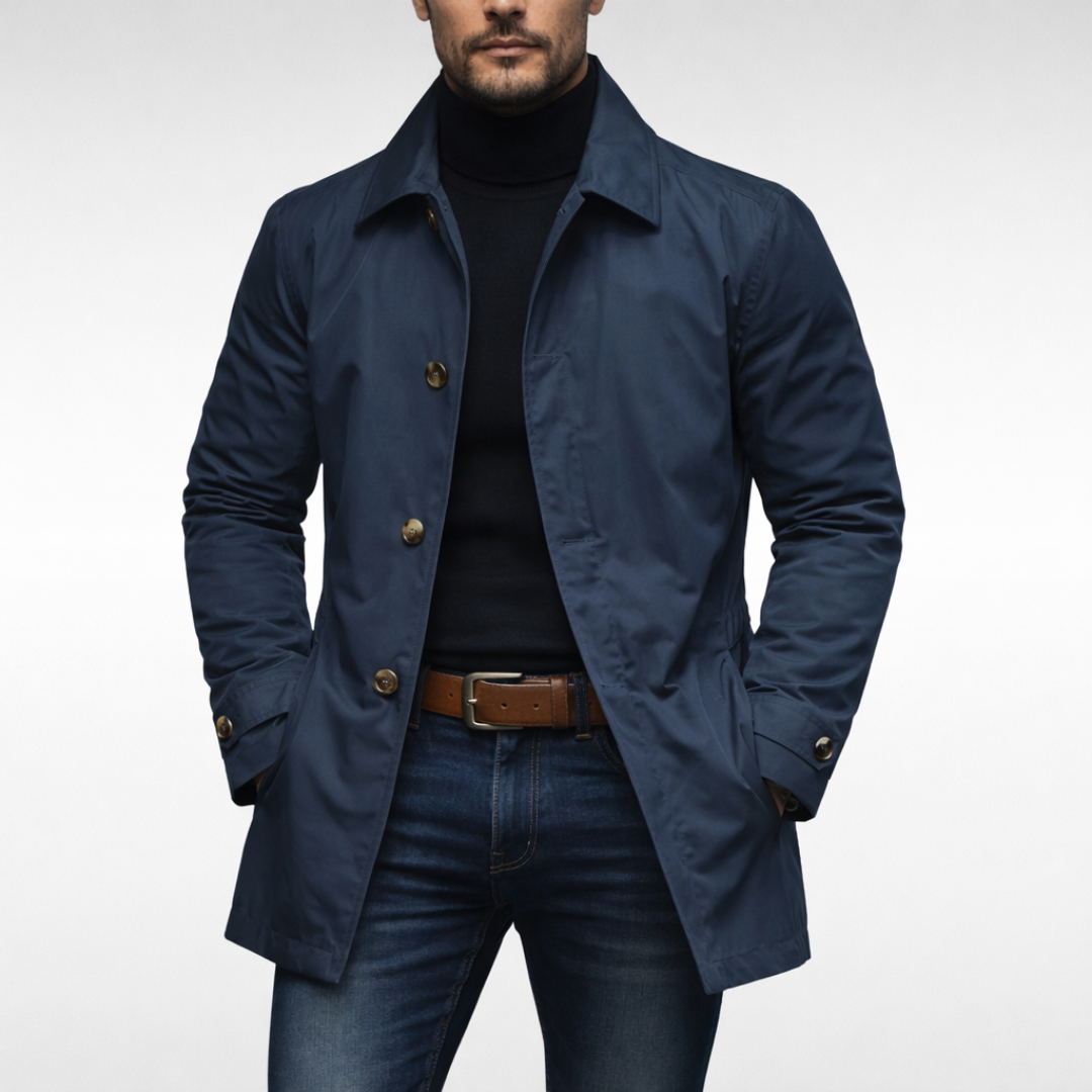 Wilfred | Eleganter und Leichter Herrenmantel Lang in Schwarz 1