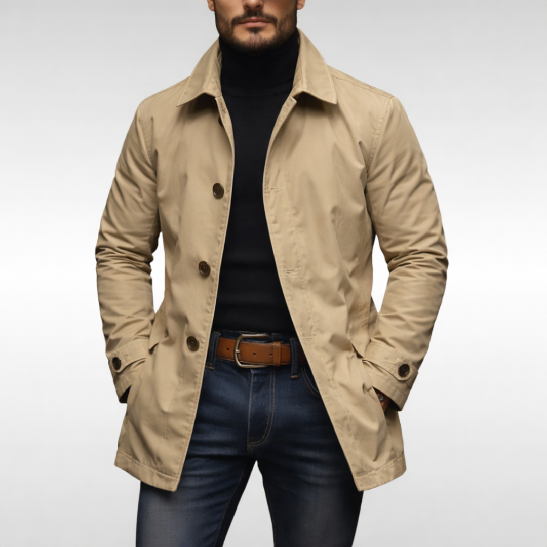 Wilfred | Eleganter und Leichter Herrenmantel Lang in Schwarz 3