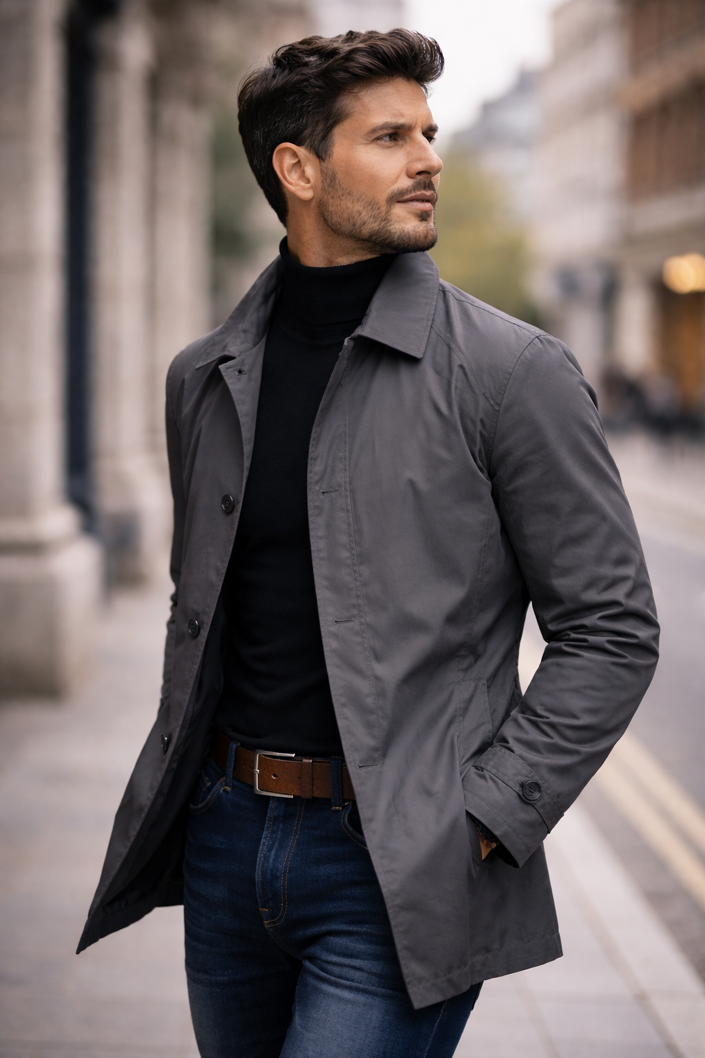 Wilfred | Eleganter und Leichter Herrenmantel Lang in Schwarz 6