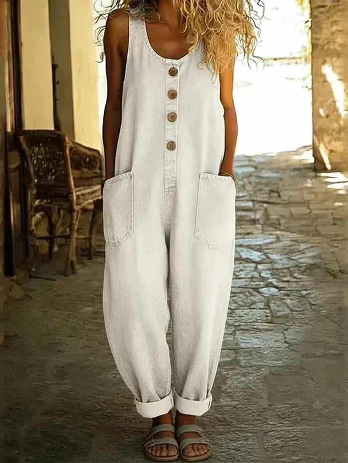 Willa | Damen Overall Lässig Vintage Ärmellos Entspannt 3