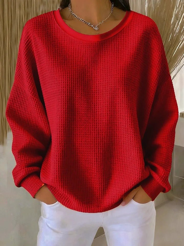 Willow | Damenpullover mit lockerer Passform und strukturierter Waffelstrickstruktur 1