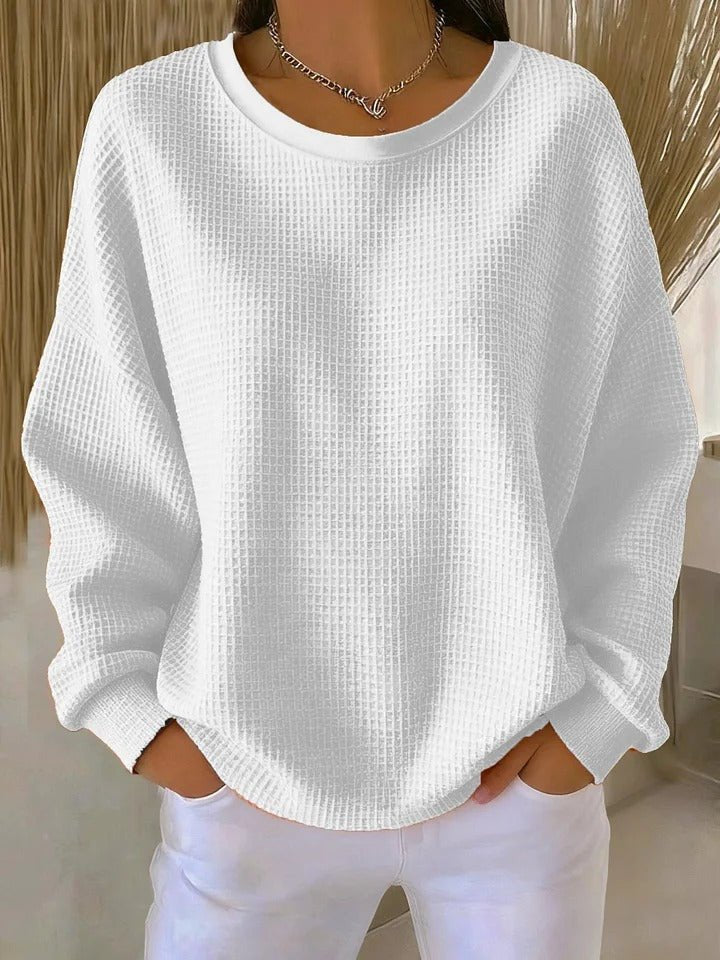 Willow | Damenpullover mit lockerer Passform und strukturierter Waffelstrickstruktur 5