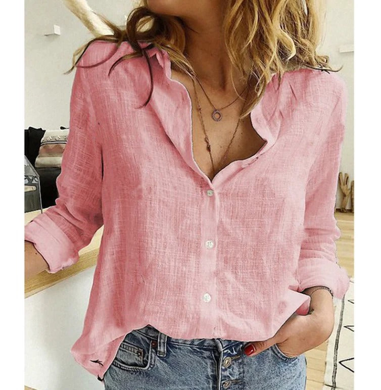 Winifred | Elegante Damenbluse mit V-Ausschnitt &amp; Knopfleiste – Weiße Bluse Damen in Entspannter Passform 4