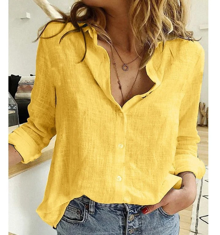 Winifred | Elegante Damenbluse mit V-Ausschnitt &amp; Knopfleiste – Weiße Bluse Damen in Entspannter Passform 5