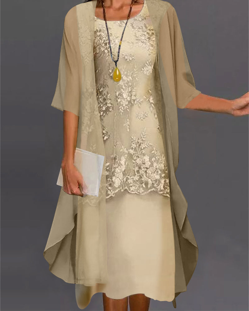 Zara | Elegantes Zweiteiliges Chiffonkleid mit 3/4-Ärmeln 1