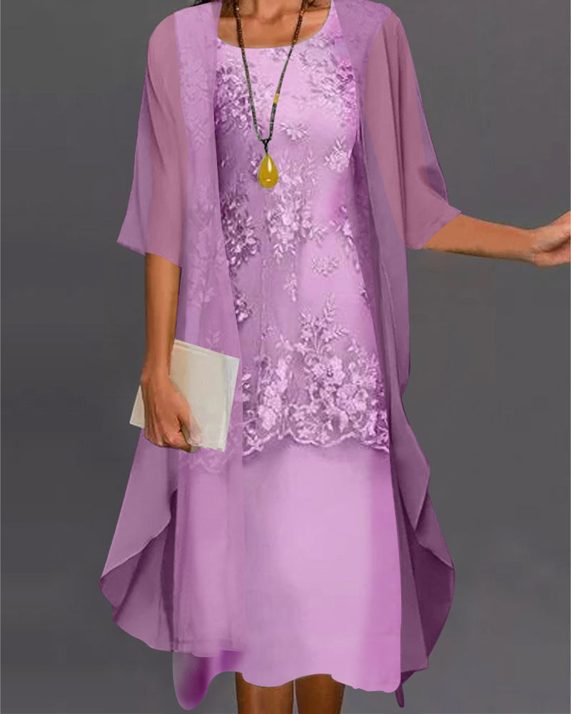 Zara | Elegantes Zweiteiliges Chiffonkleid mit 3/4-Ärmeln 2