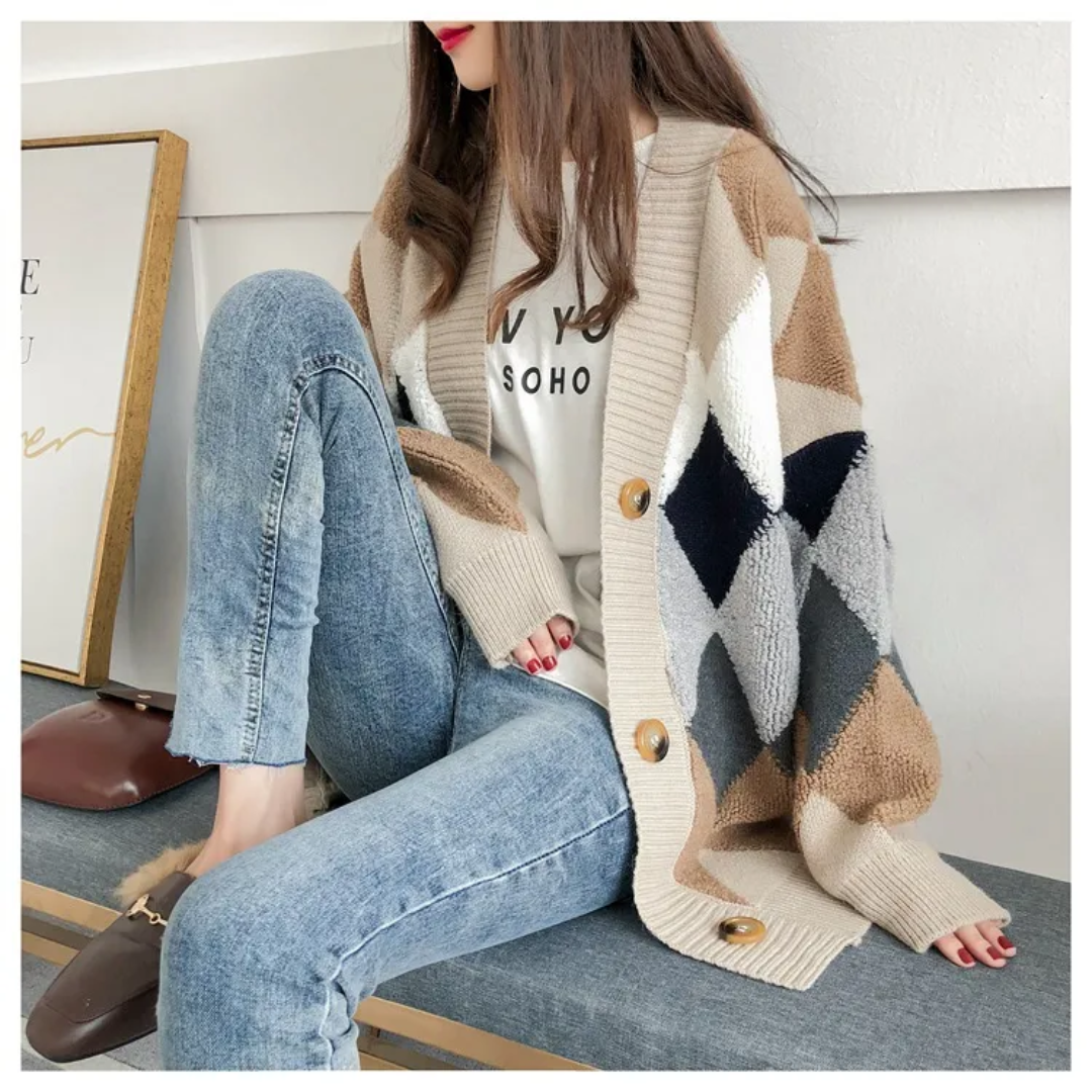 Sophia | Moderne und Oversized Damen Strick Strickjacke