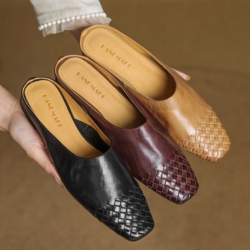 Sienna | Stilvolle und bequeme Slip-On-Pantoletten aus geflochtenem Leder
