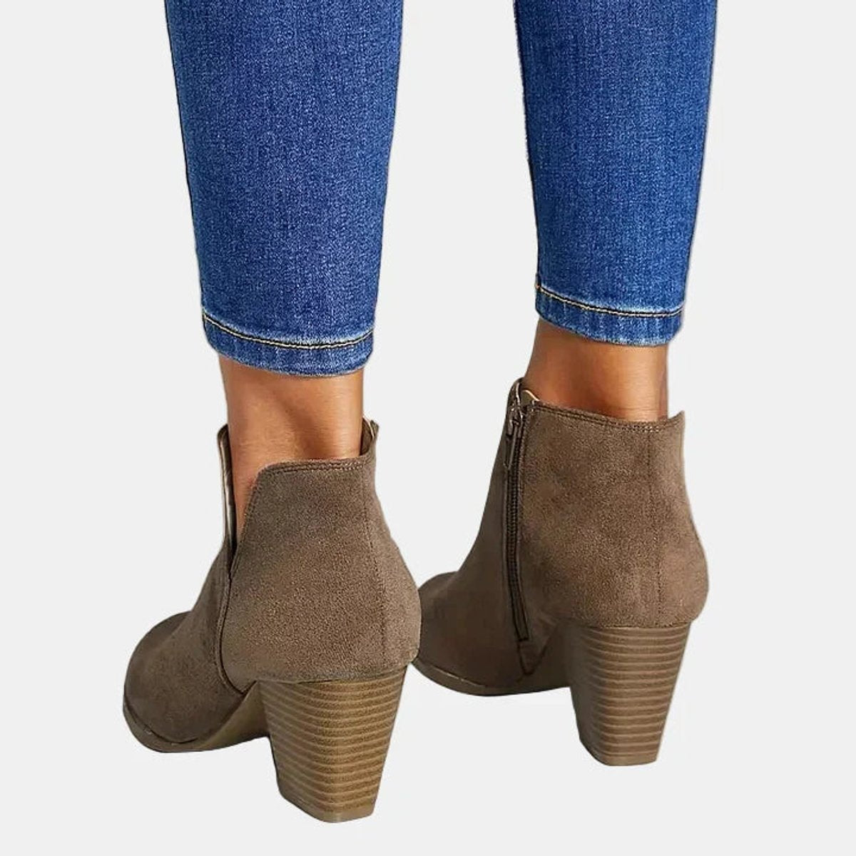 Seraphina | Elegante Veloursleder Stiefeletten mit Blockabsatz