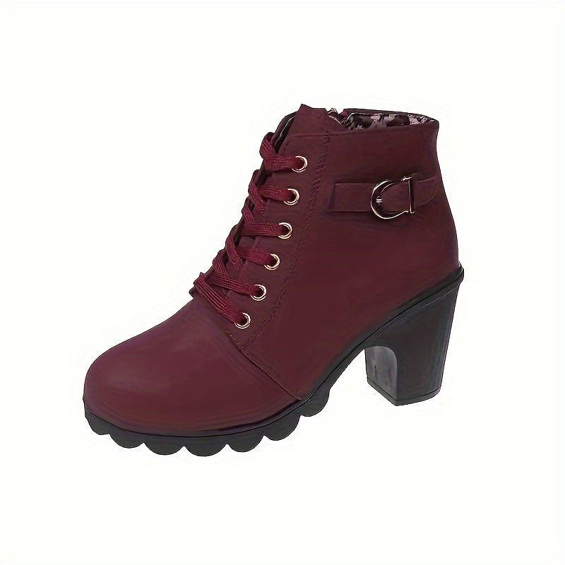 Leonora | Stilvolle Schnür-Stiefeletten mit Blockabsatz