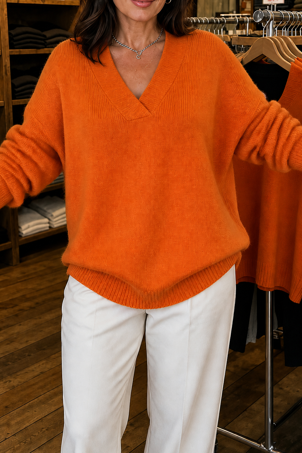 Softline | Ribbed V-Neck Knit Sweater – Casual Comfort for Women