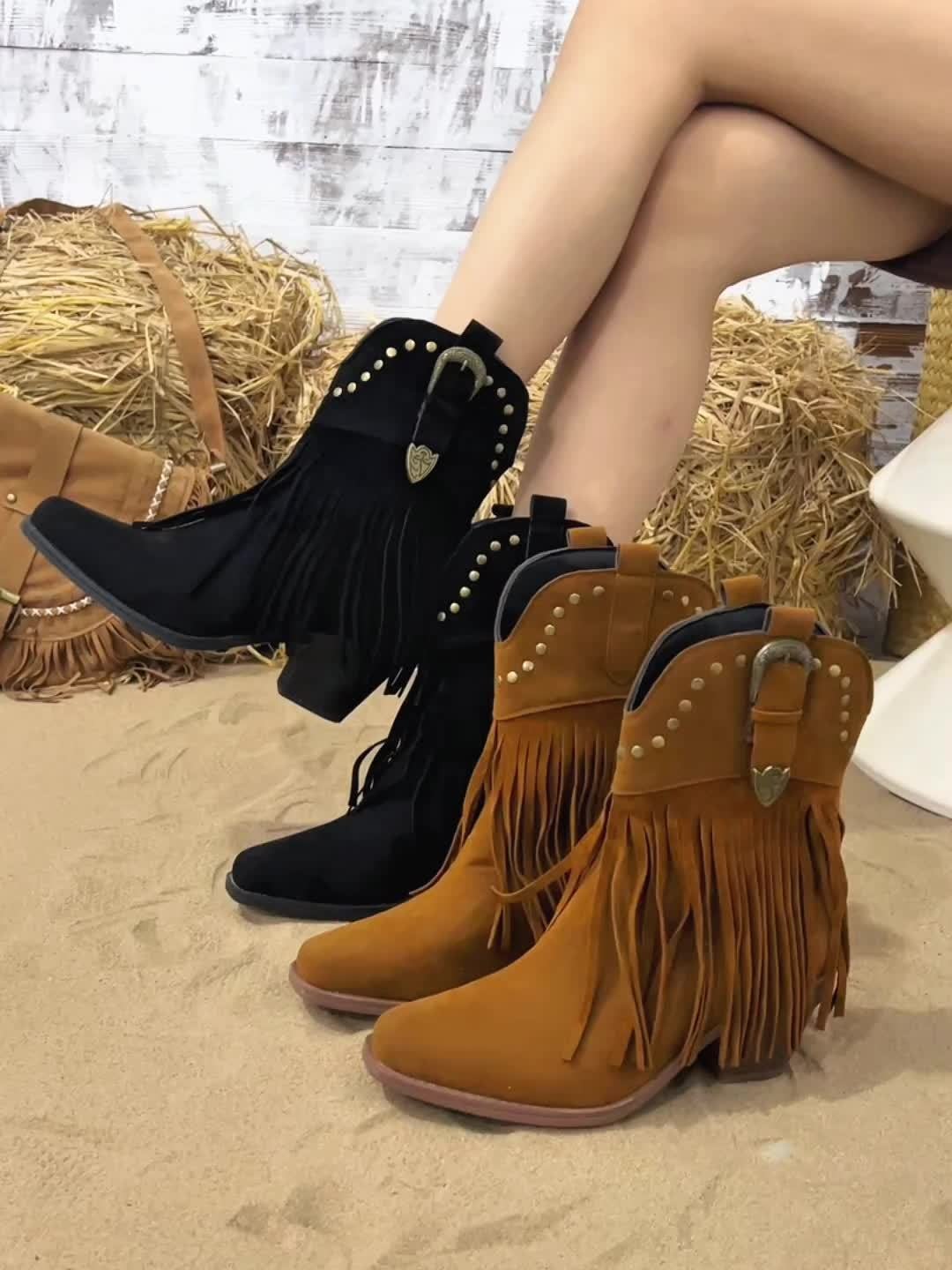 Valentina | Klassischen und stilvolle Fransen Cowboystiefel