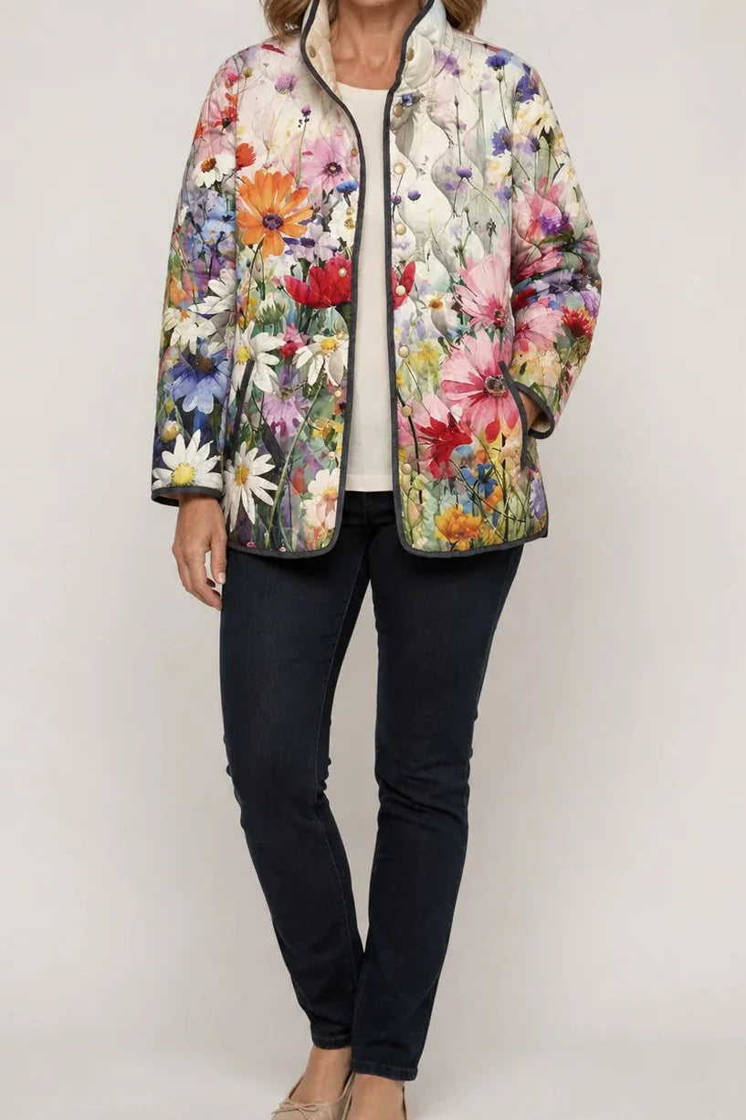 Wearbella | Floral Print Quilted Puffer Jacket – Elegant Comfort