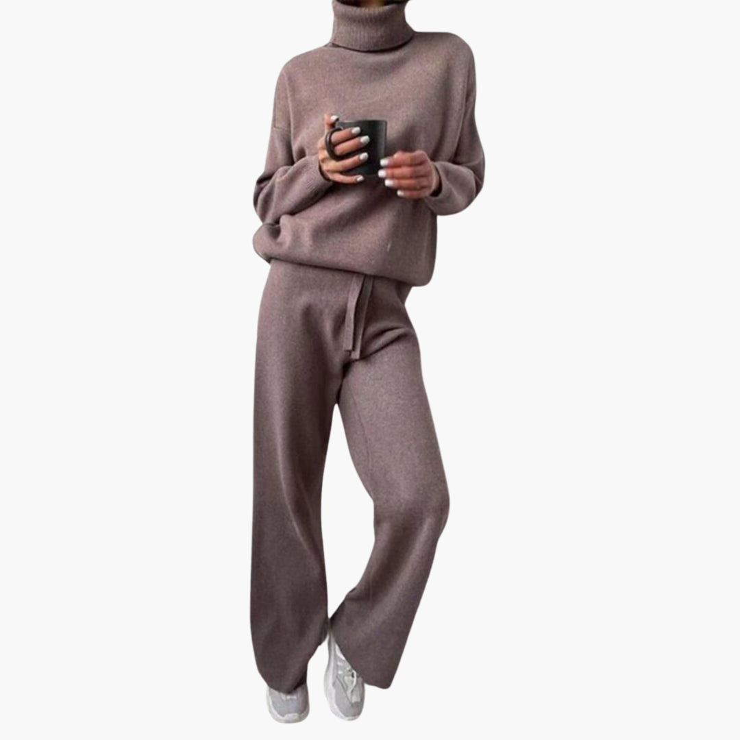 Kira | Knitted Lounge Set – Comfortable Wide-Leg Pants for Women