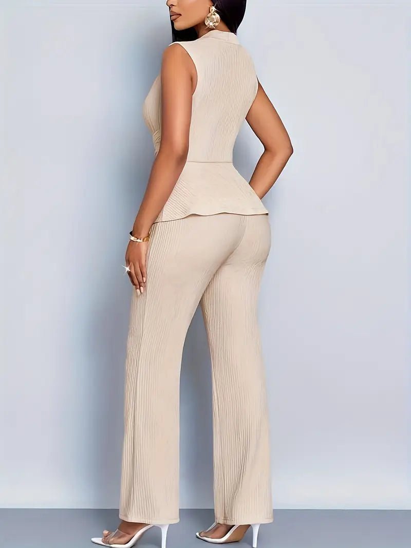 Johanna | Peplum-Wickeloberteil Zweiteiler-Set – Elegante Ausgestellte Hose für Damen