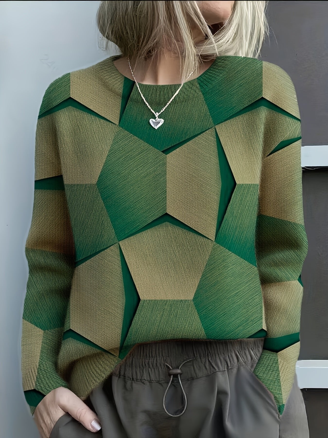 Sanae | Trendy Pullover – Geometrisches Muster für Damen