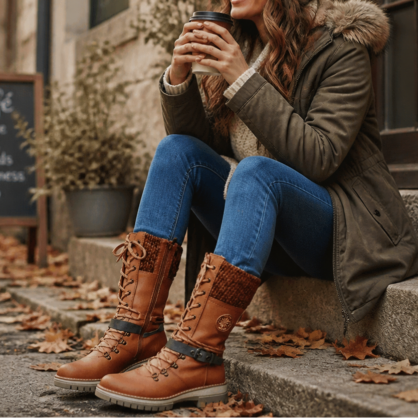 Cozette | Knit-Shaft Winter Boots – Warme und Stylische Chelsea-Stiefel für Damen