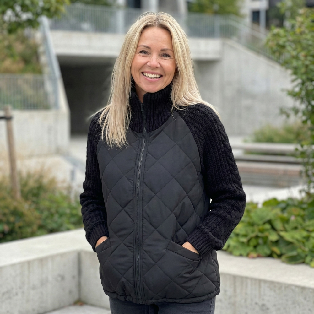 Quilora | Puffer Jacket – Knitted Patchwork voor Vrouwen