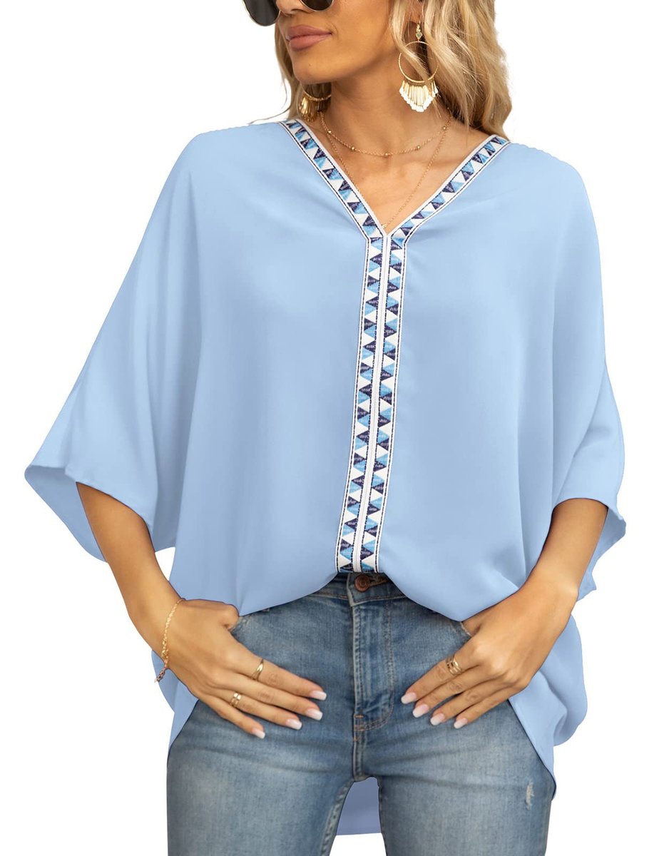 Daniela | Boho Damen Tunika Oberteil Mit Besticktem V-Ausschnitt